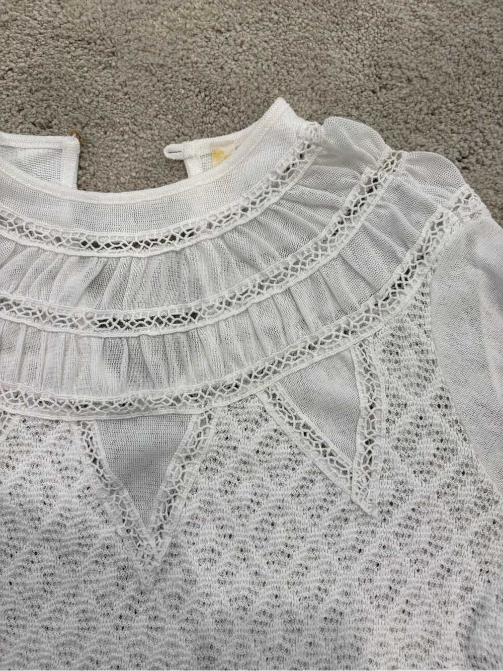 Free People White Peplum Long-Sleeve Top
